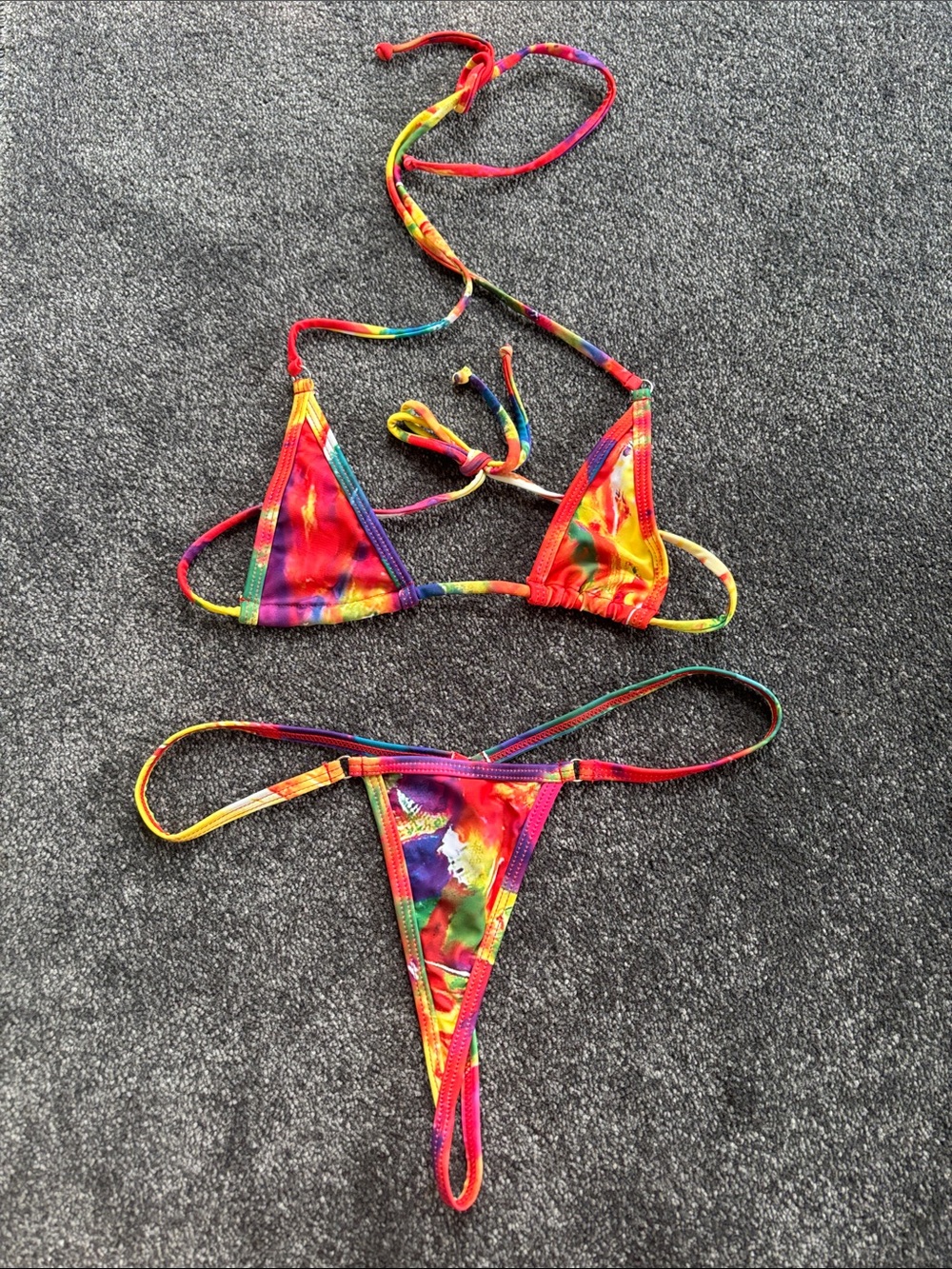 SHEIN Multicolor Triangle String Bikini
